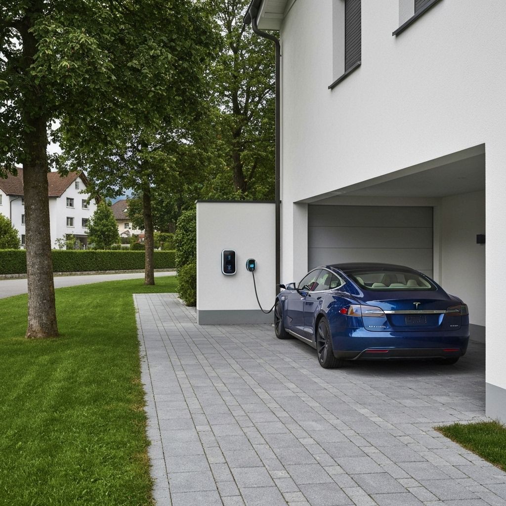 Elektroauto wird an privater Ladestation geladen